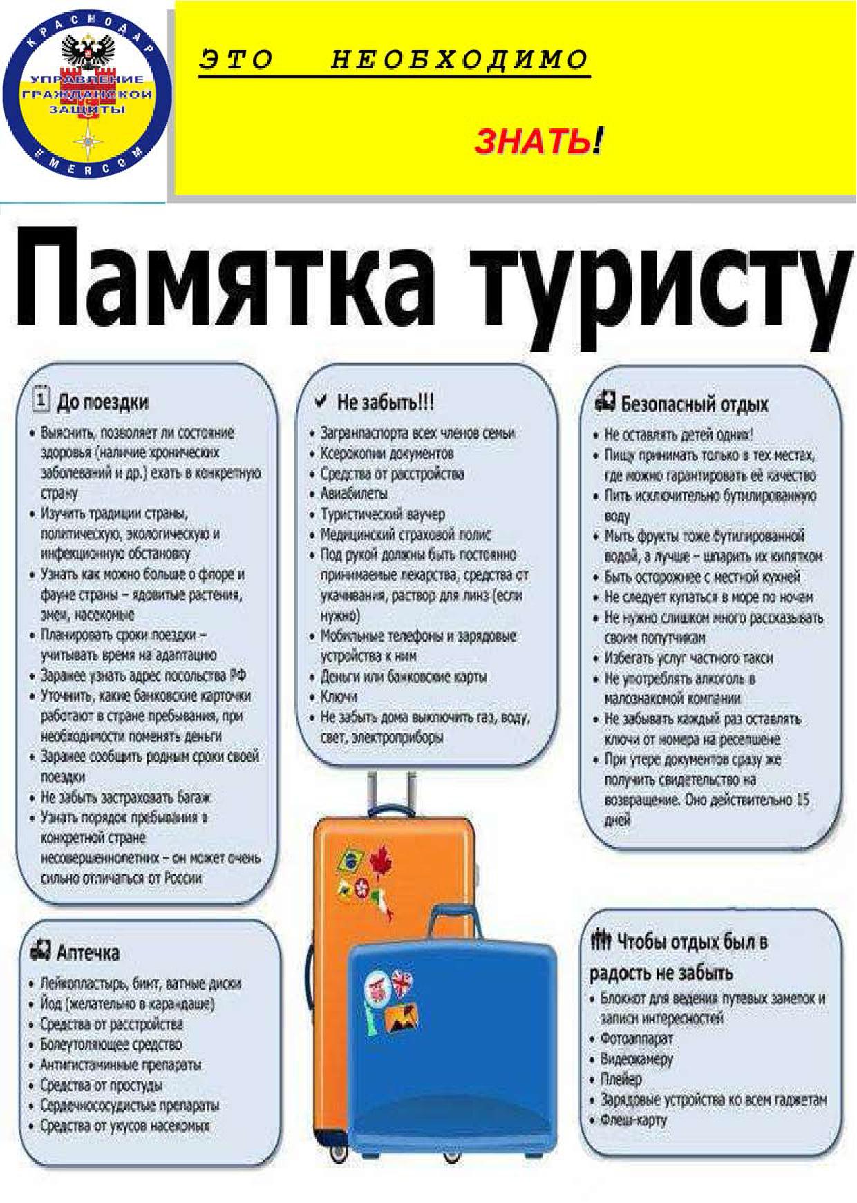 Памятка туриста образец